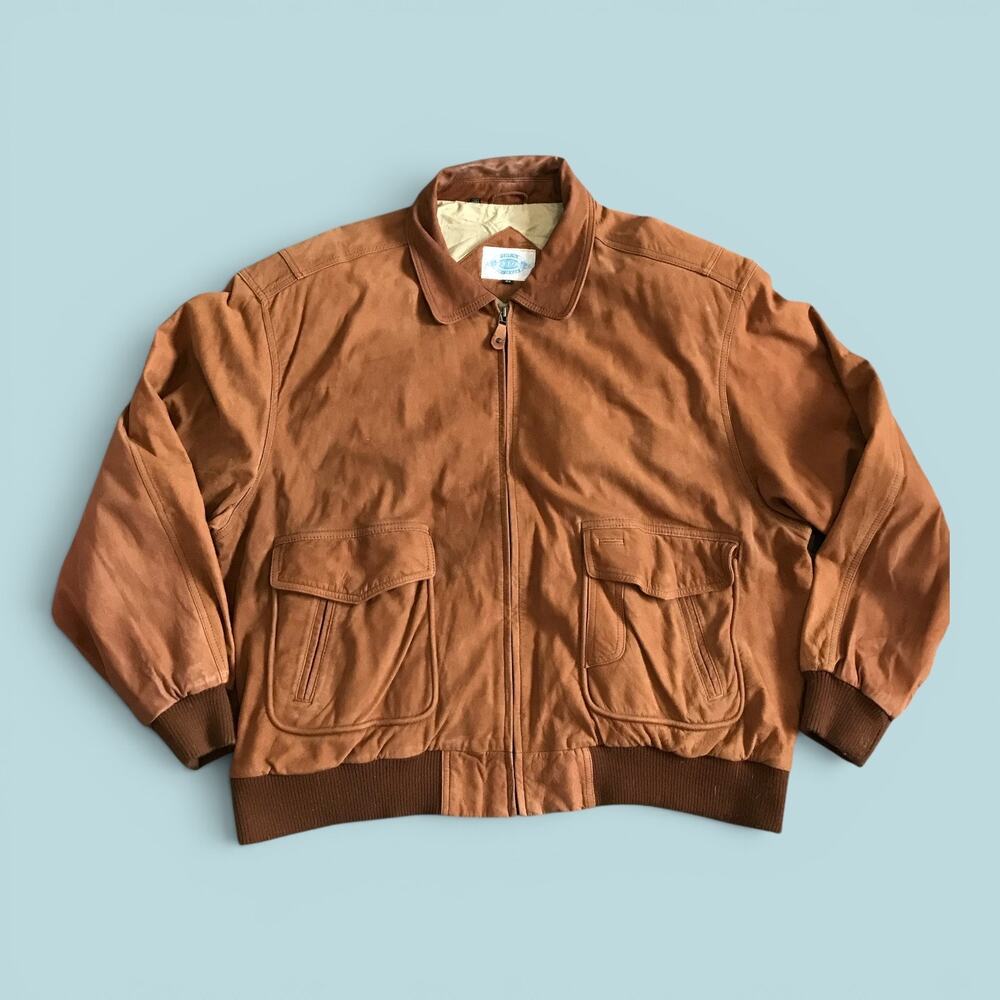 DDRE Design Concepts Vintage Leather Bomber Jacket Brown 3XL Armpit Vents XXL